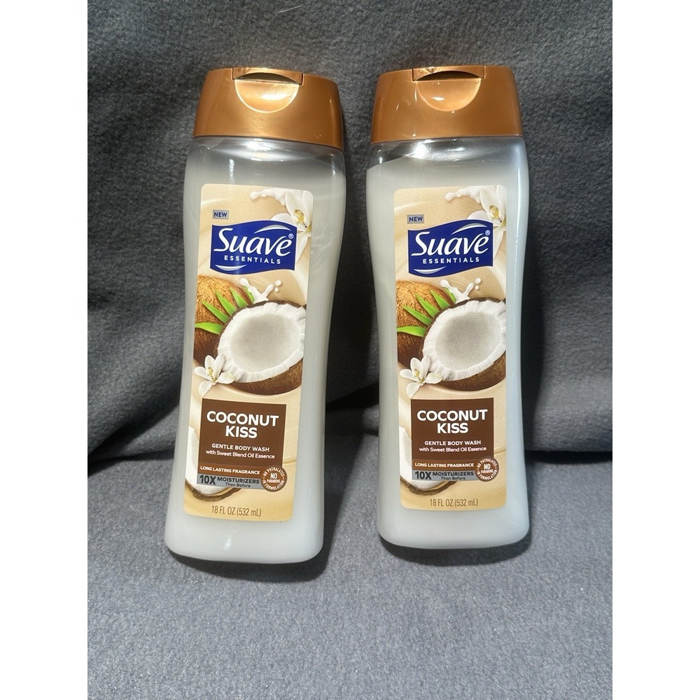 2 Pack Suave Essentials Coconut Kiss Gentle Body Wash Long Lasting Scent 18oz